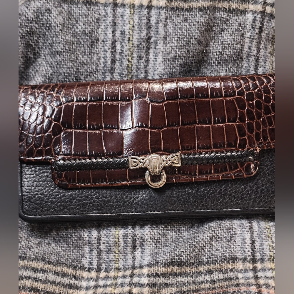 Brighton black leather & crock wallet